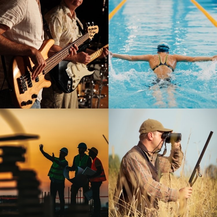 Assorted custom hearing protection options for musicians and workers