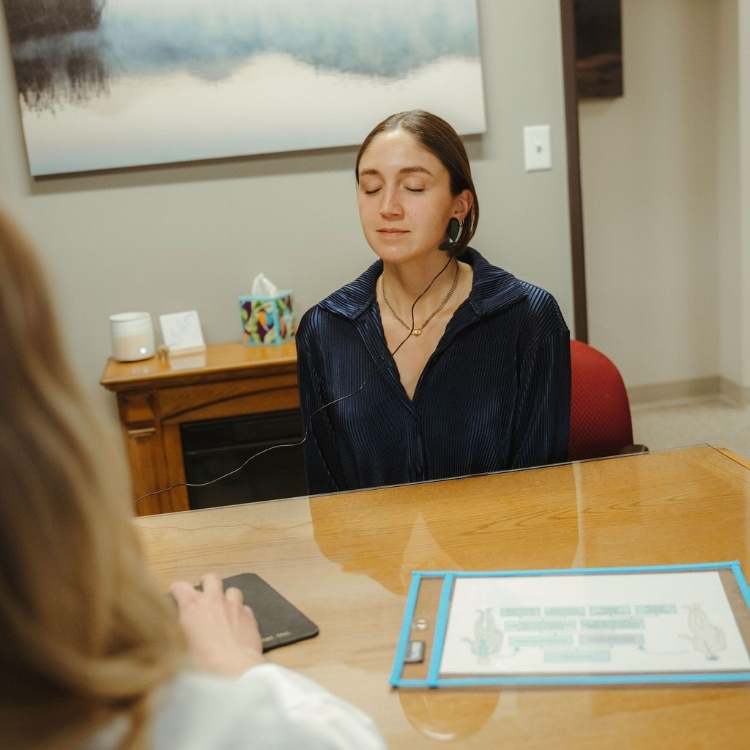 Patient receiving misophonia treatment therapy at Colorado Tinnitus