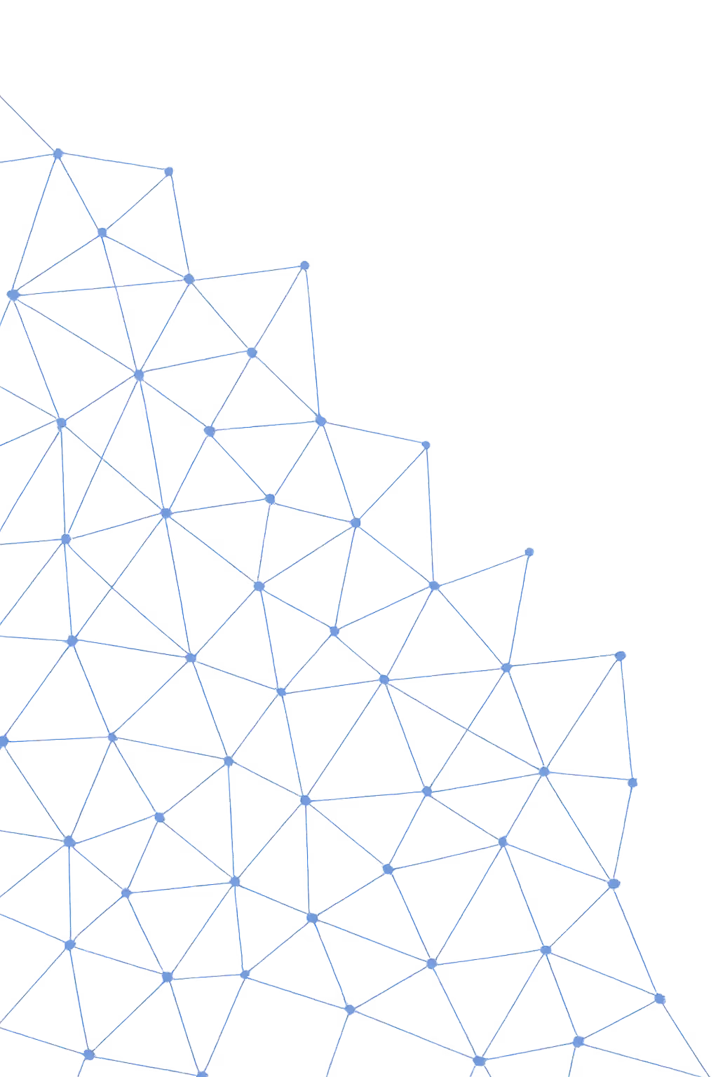 Hellblaues Netzwerk aus miteinander verbundenen Knoten, die ein geometrisches Gitter auf schwarzem Hintergrund bilden.