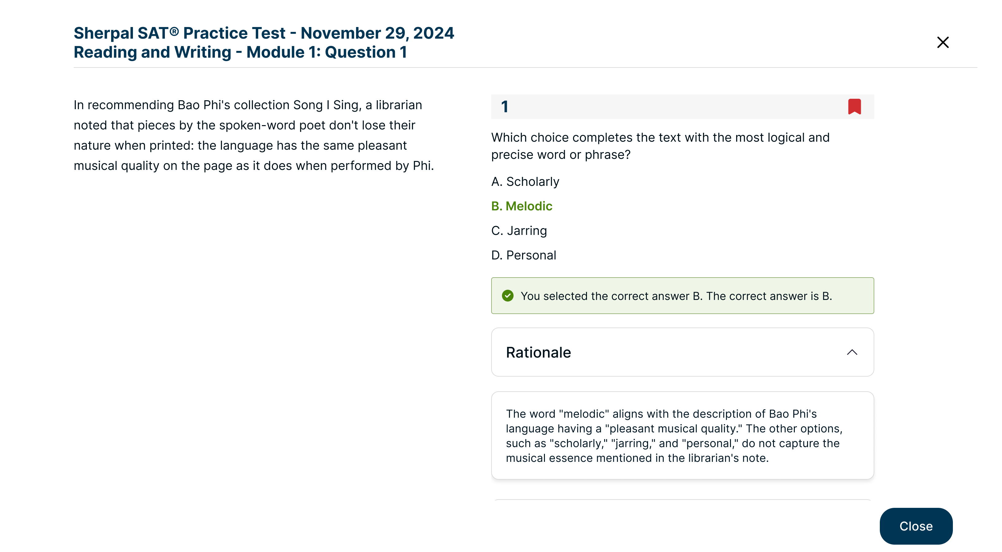 Sherpal SAT® Question Review
