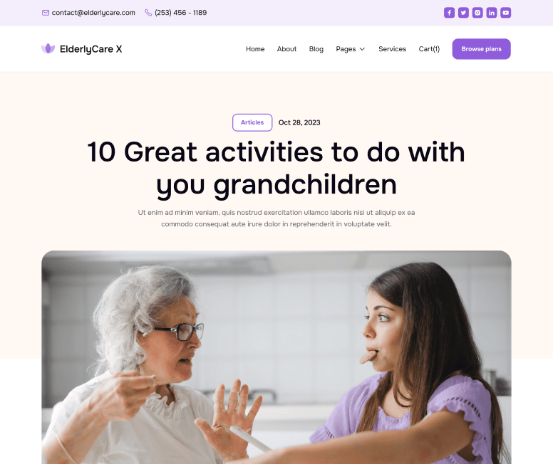 ElderlyCare X - Blog Post Main Page - Elderly Care Webflow Template