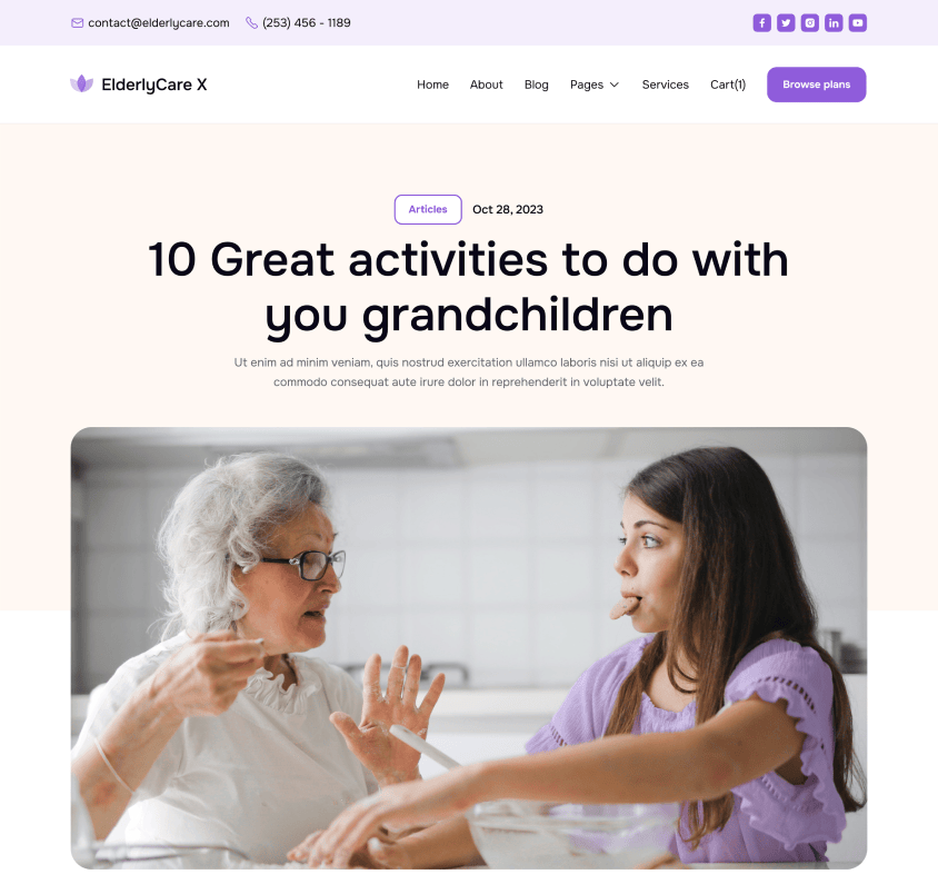 ElderlyCare X - Blog Post Page - Elderly Care Webflow Template