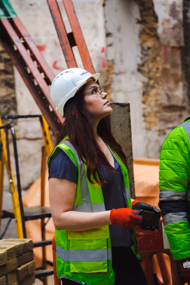 A woman at construction site