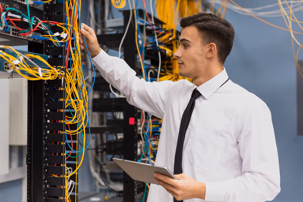 A person working on controls