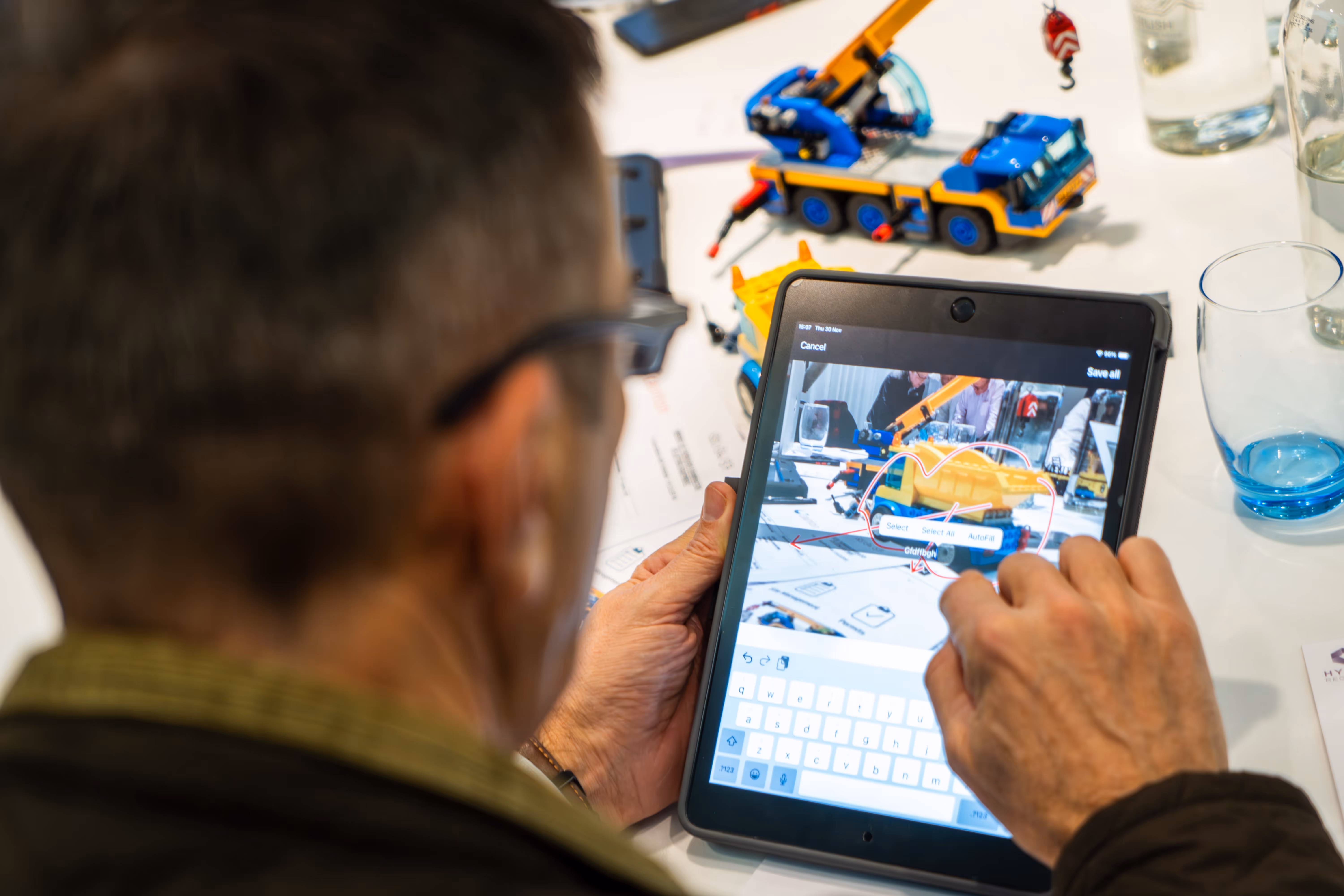 A man working on an i-pad