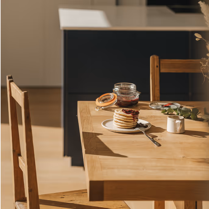 A brown wooden table