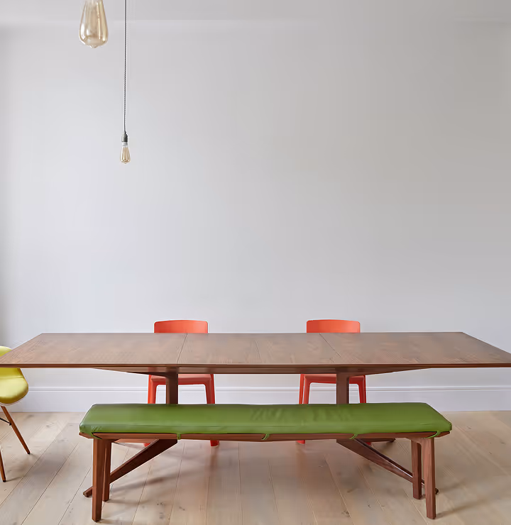 Chairs and table for dining.