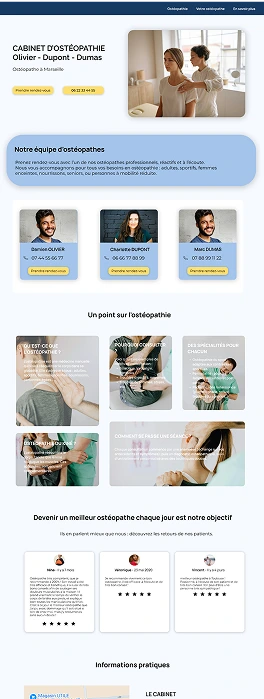 Capture d'écran d'un site internet fictif d'un cabinet d'ostéopathe