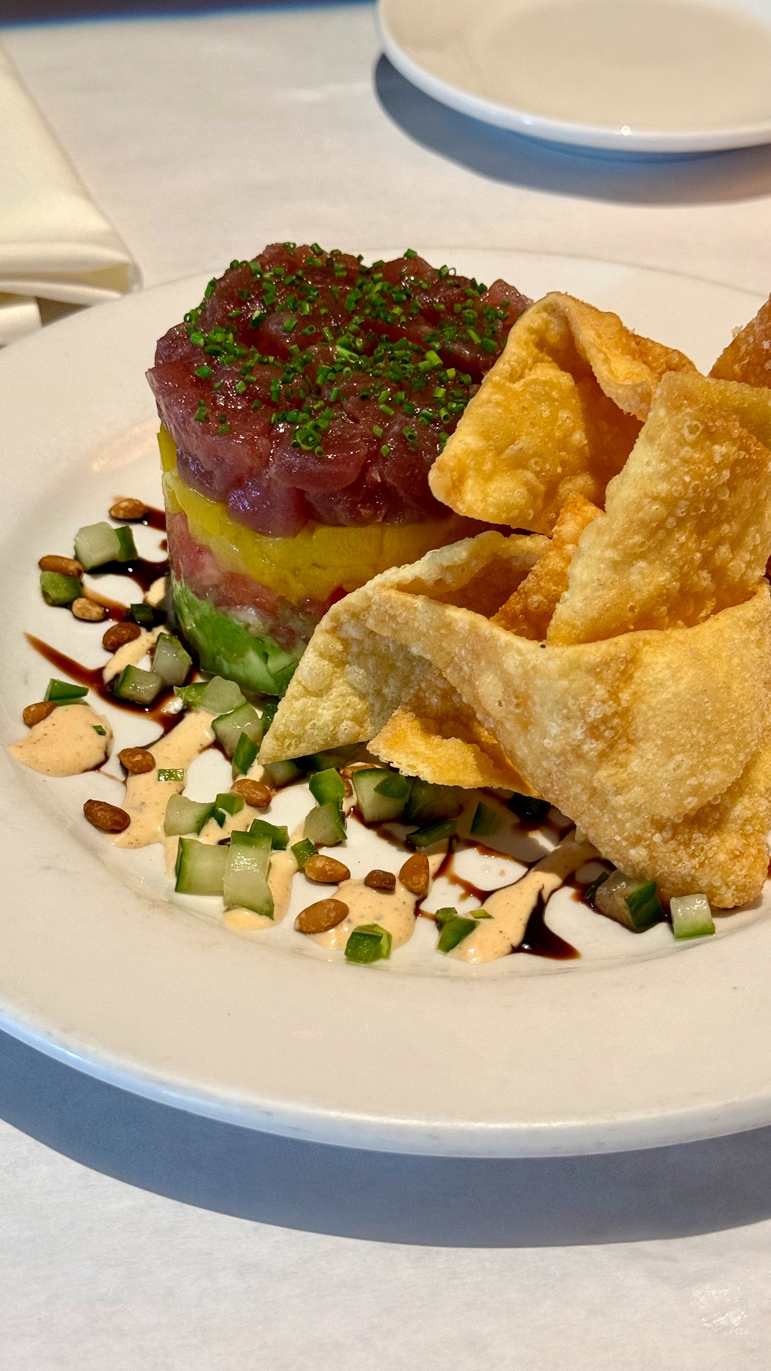 Tuna tartare appetizer served at BrickTop's restaurant in Palm Beach.
