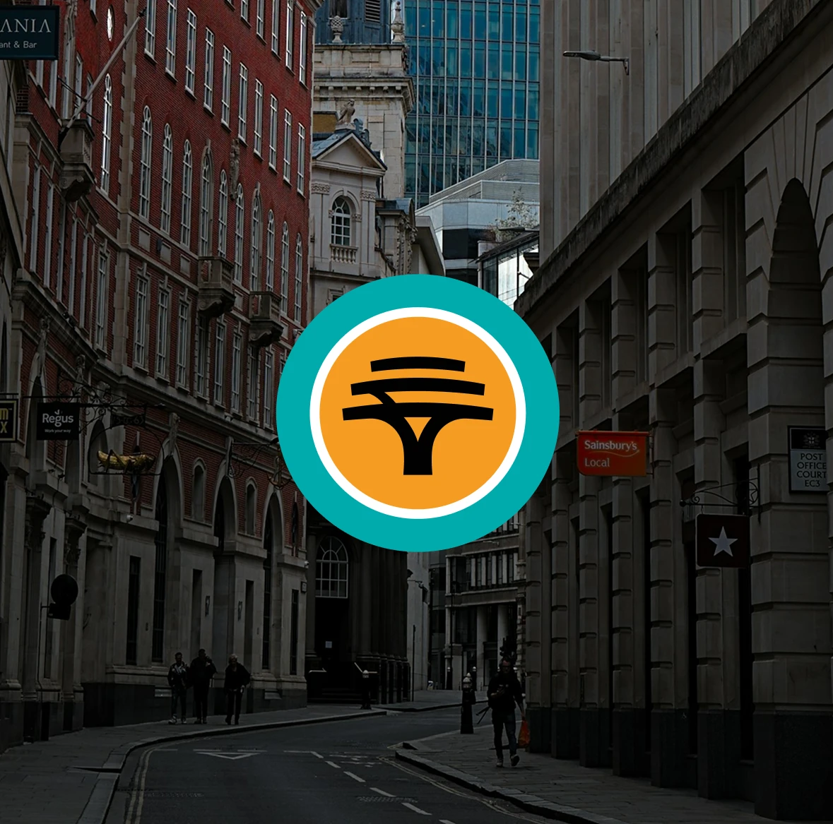 FNB emblem over a city street