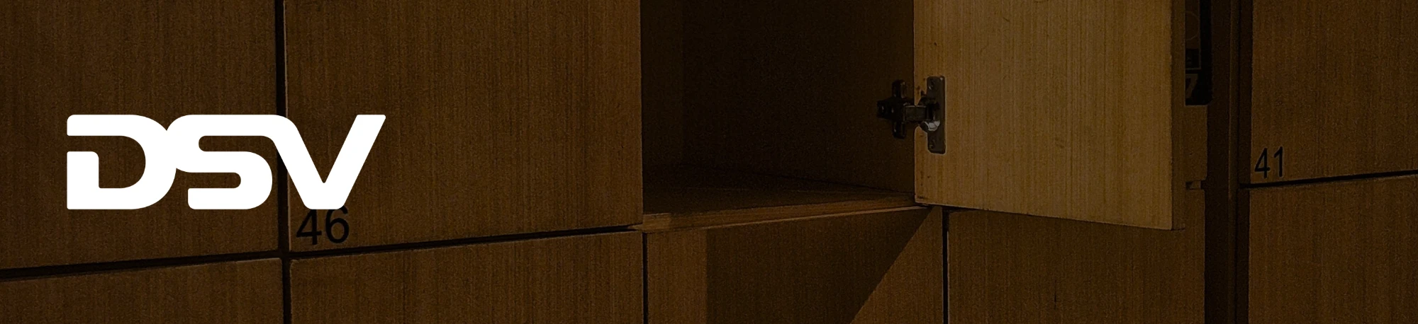 DSV logo over smart lockers