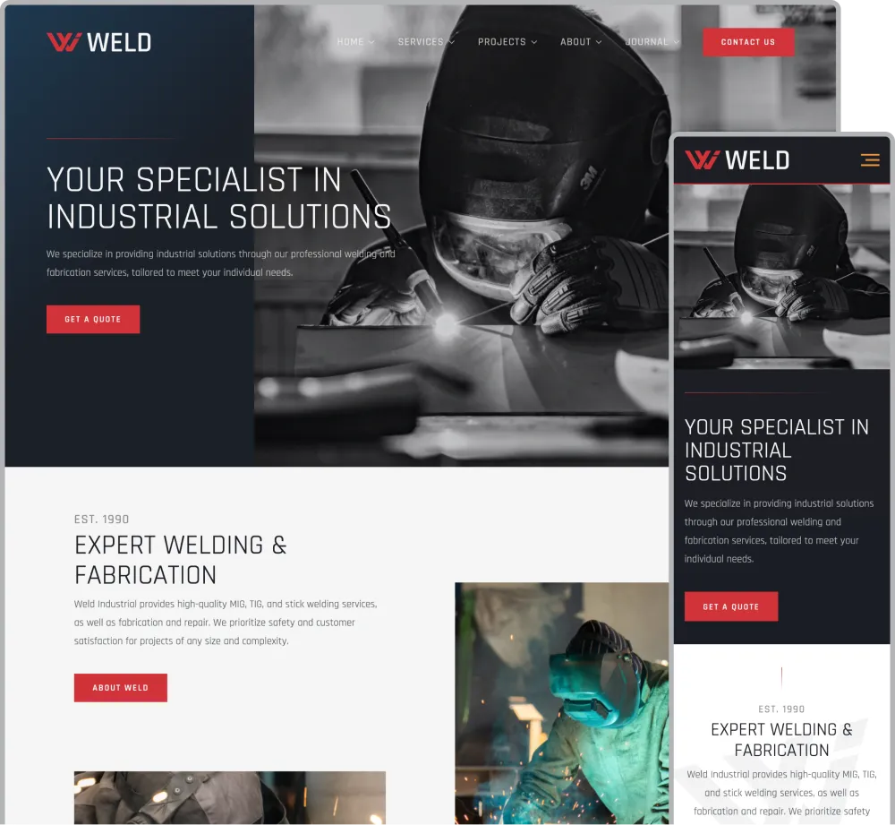 Weld homepage mockups