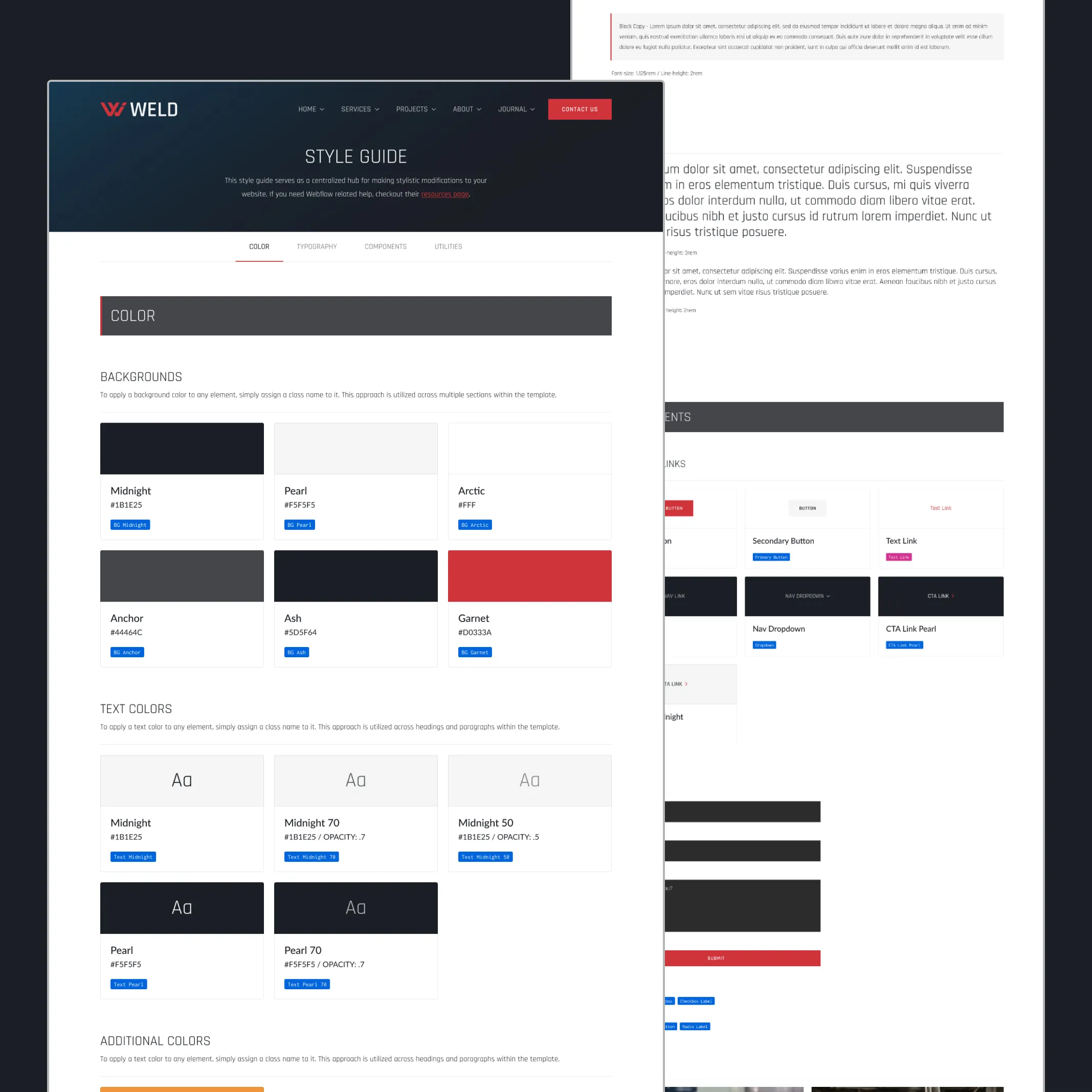 Style guide mockup
