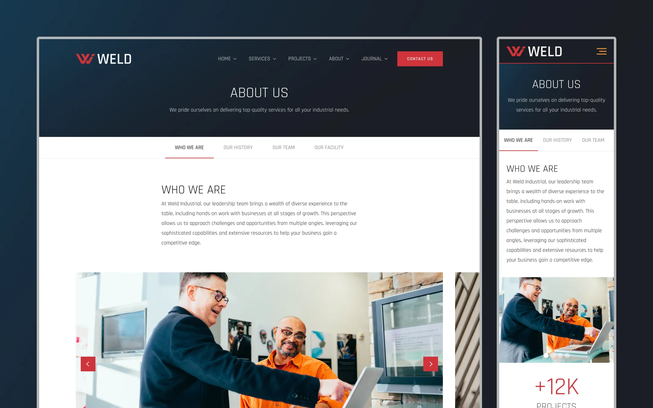 About us desktop and mobile mockup
