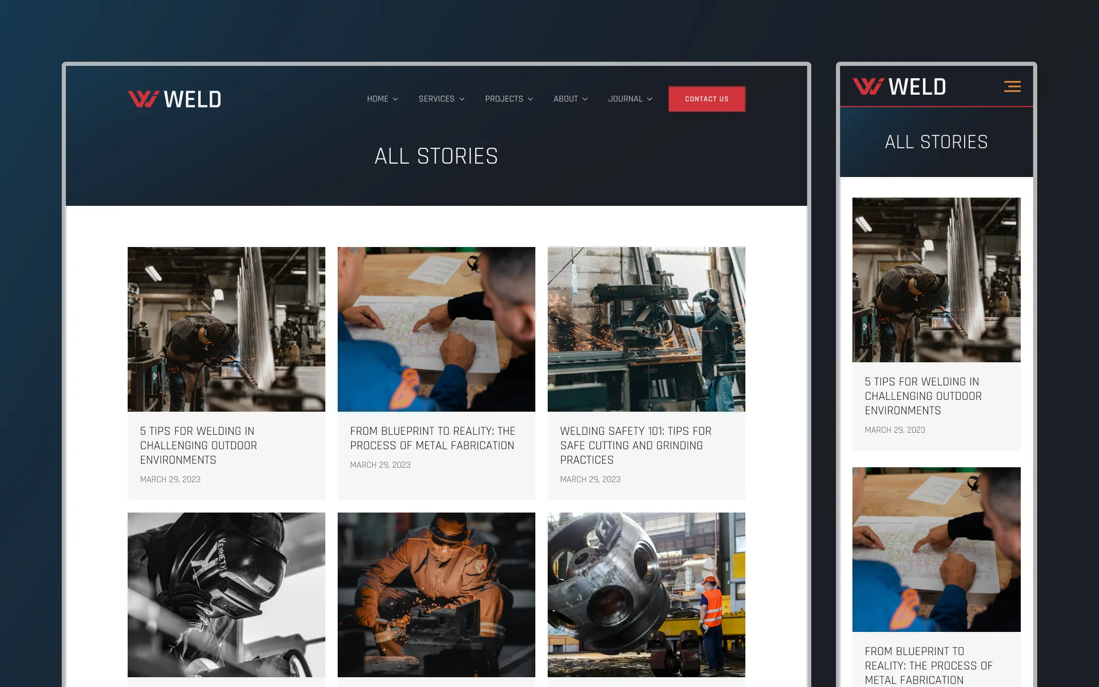 Journal all stories desktop and mobile mockup