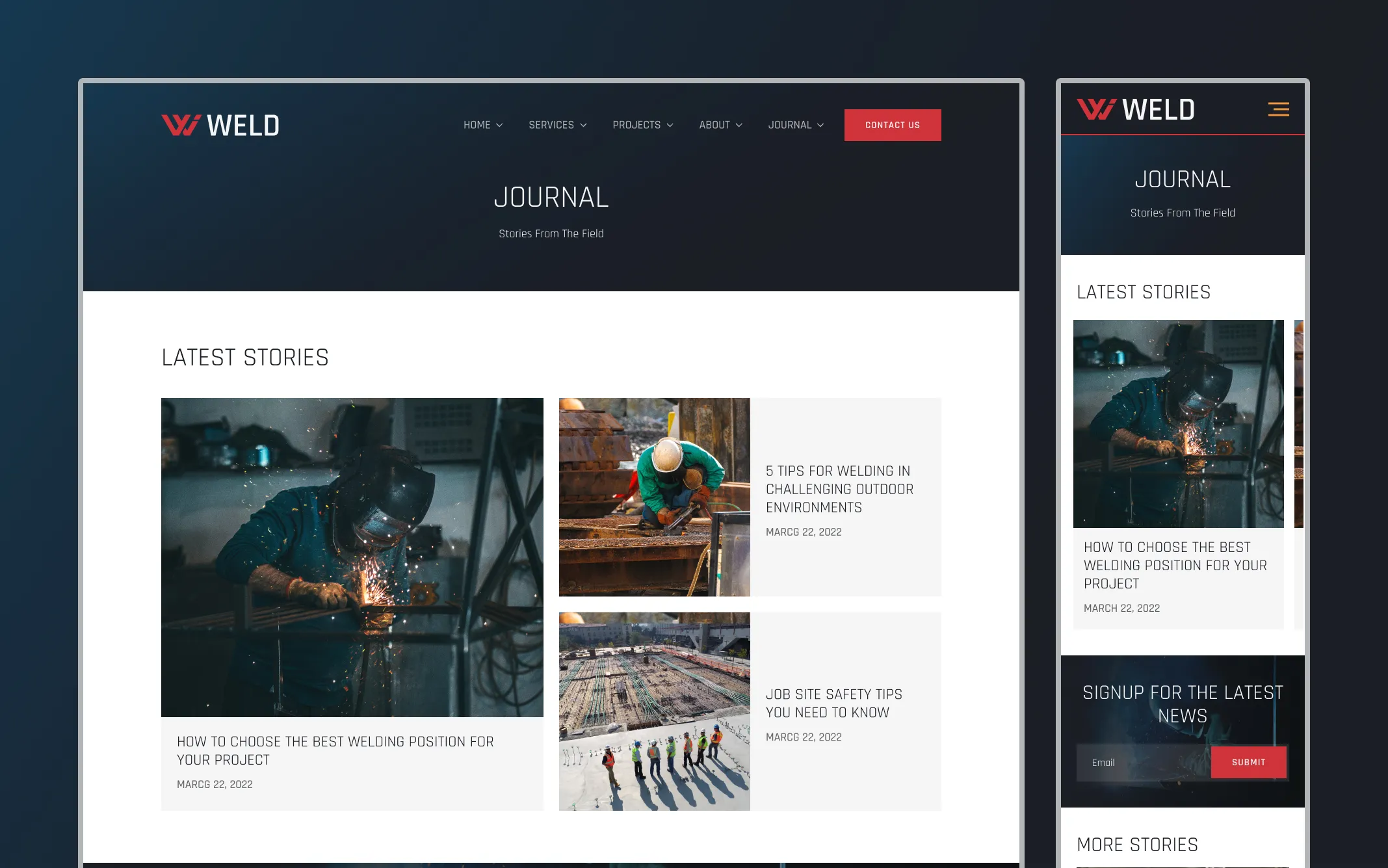 Journal page desktop and mobile mockup