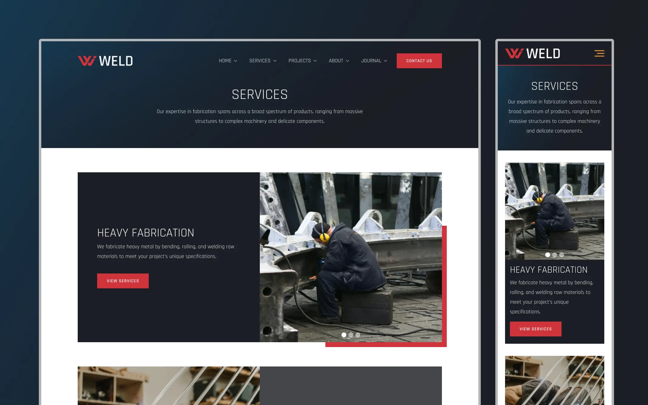 Services v1 desktop and mobile mockup
