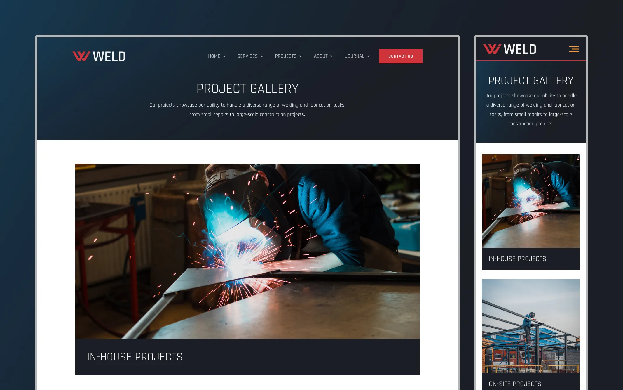Project gallery desktop and mobile mockup