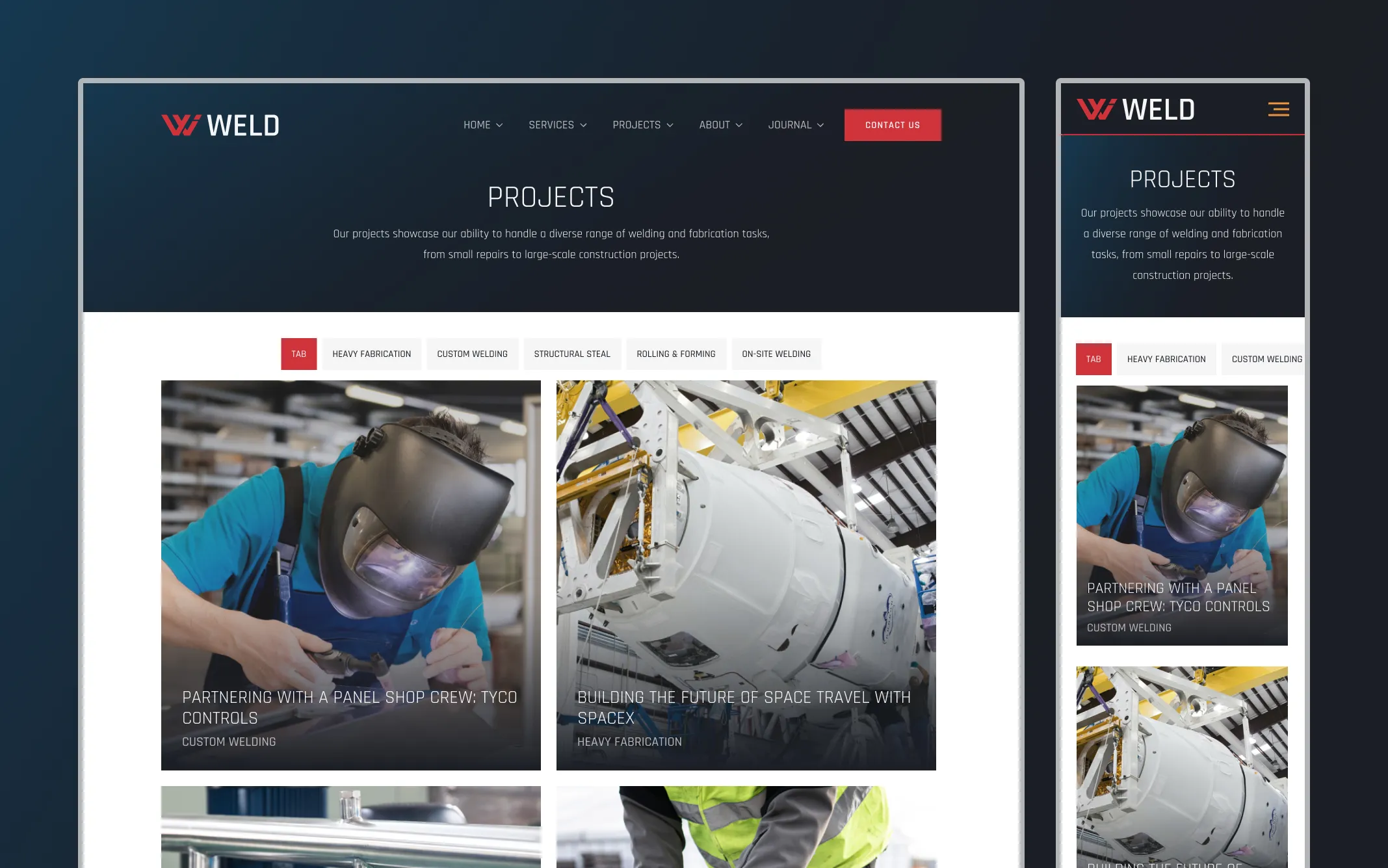 Projects desktop and mobile mockup