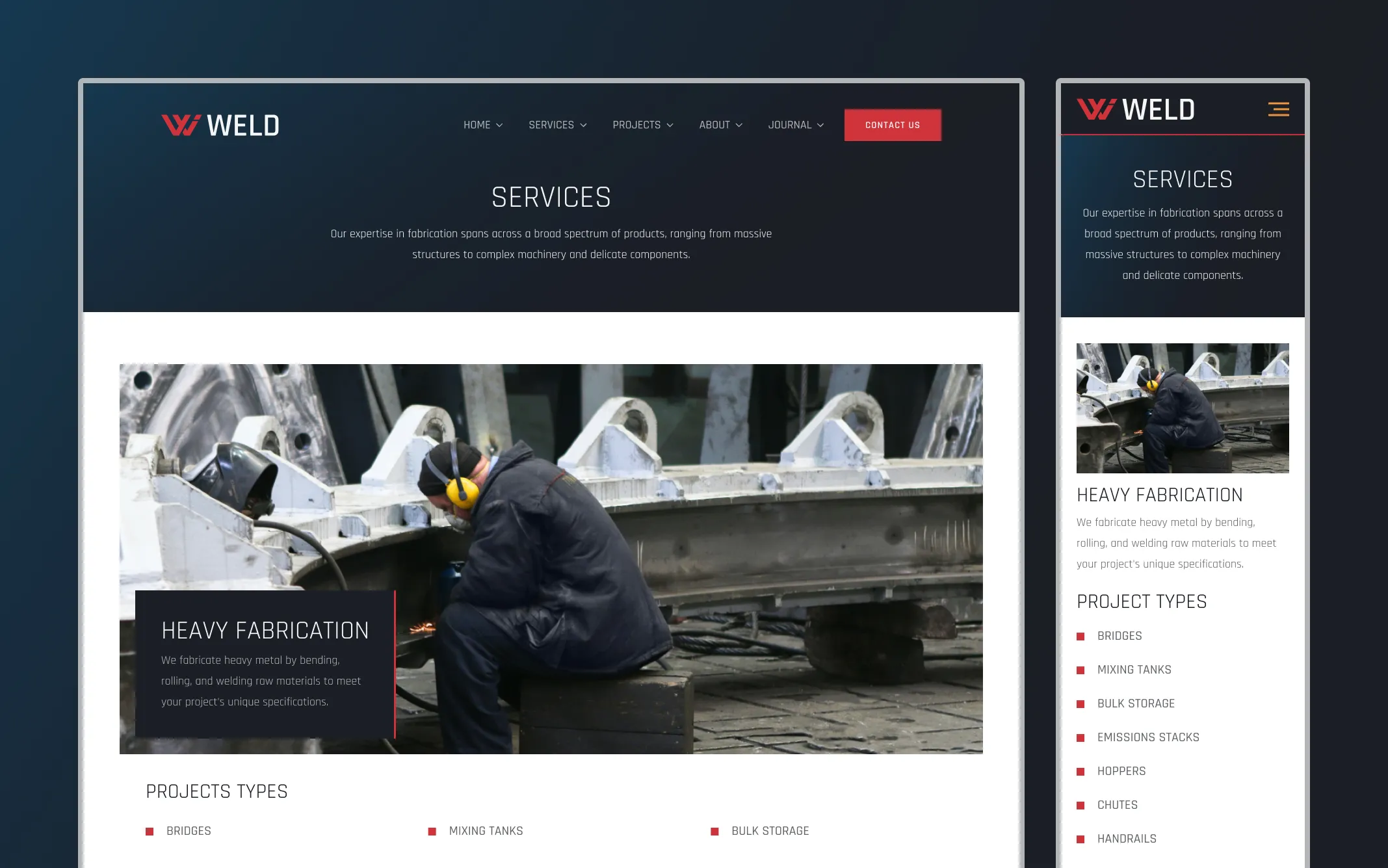 Services v2 desktop and mobile mockup