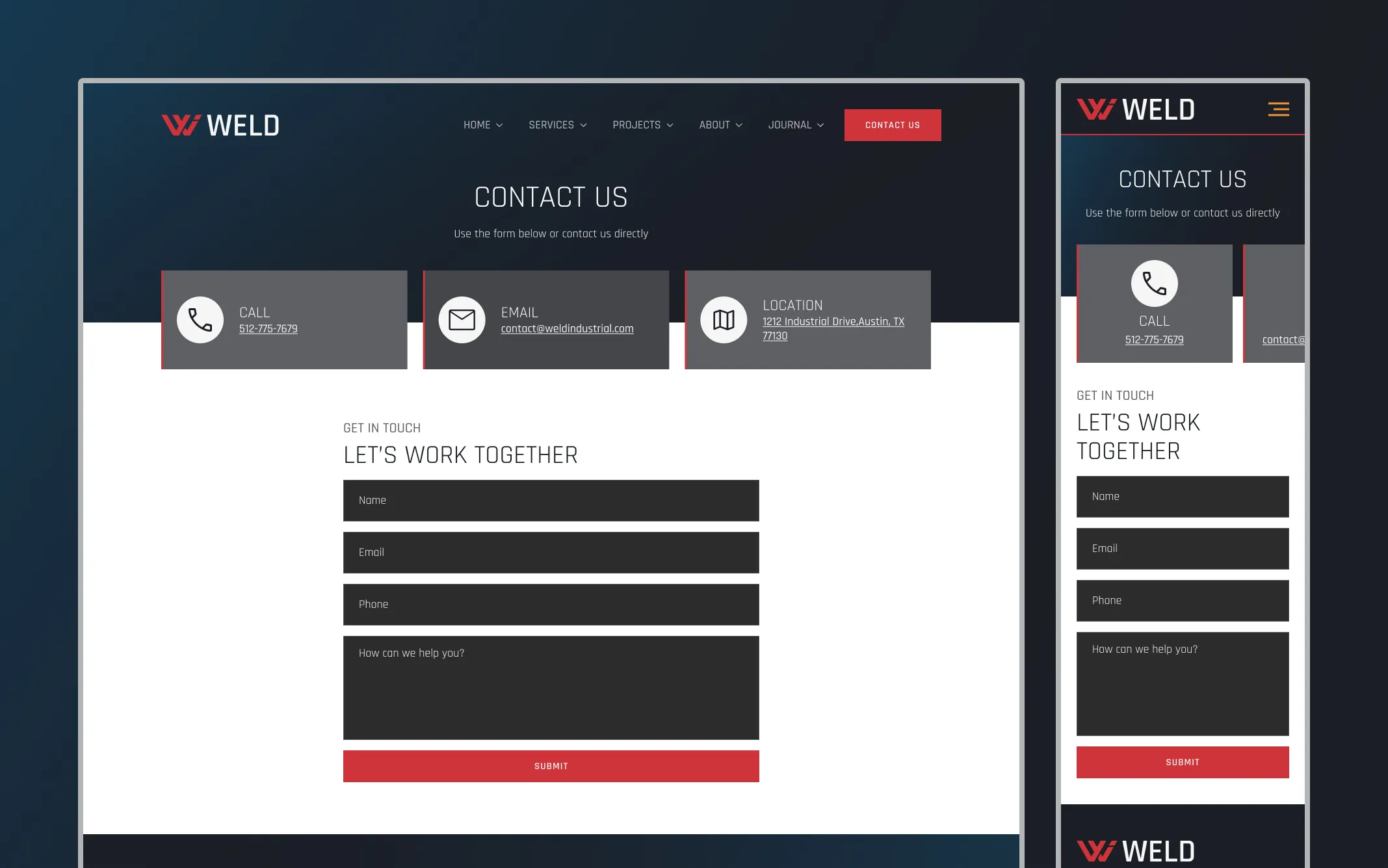 Contact desktop and mobile mockup