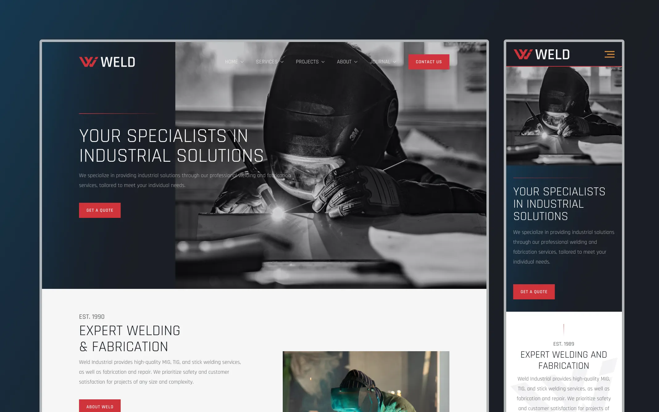 Homepage v1 desktop and mobile mockup
