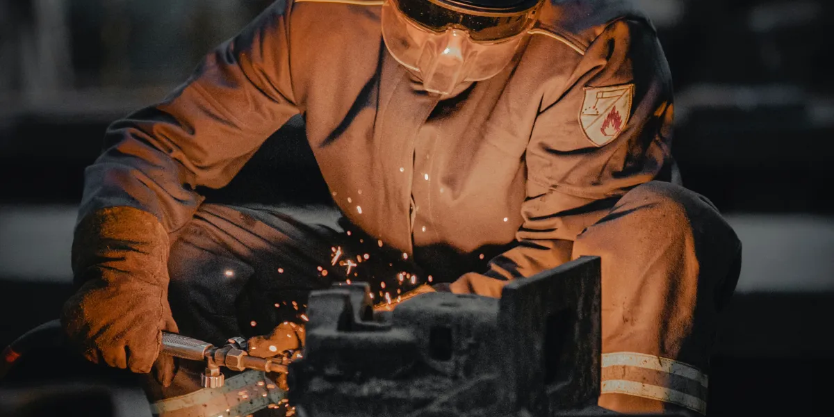 Welder working on project