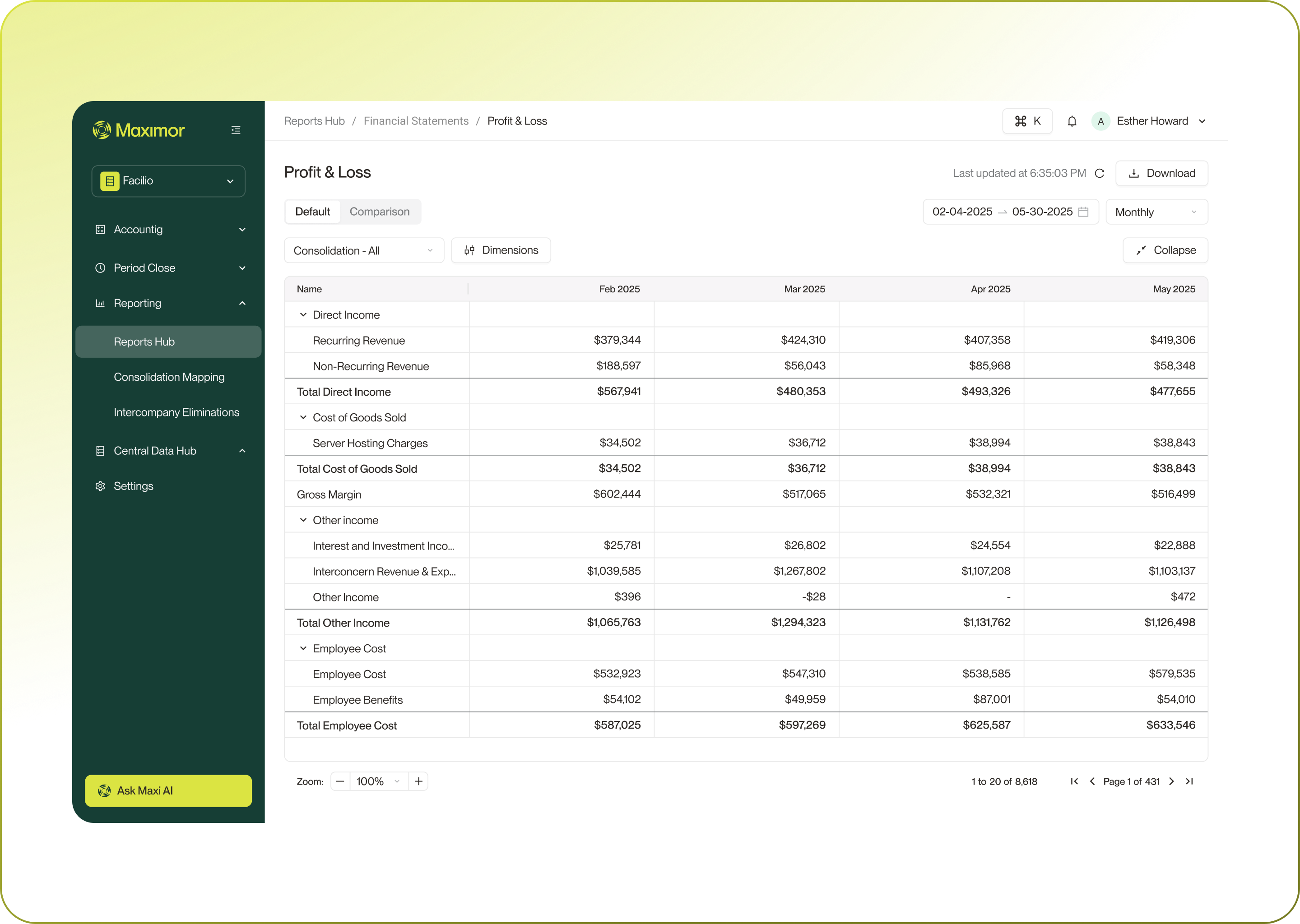 mockup design of report page