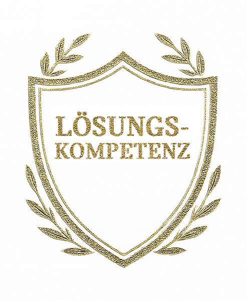 Visualisierung eines Wappens mit Text: Lösungskompetenz