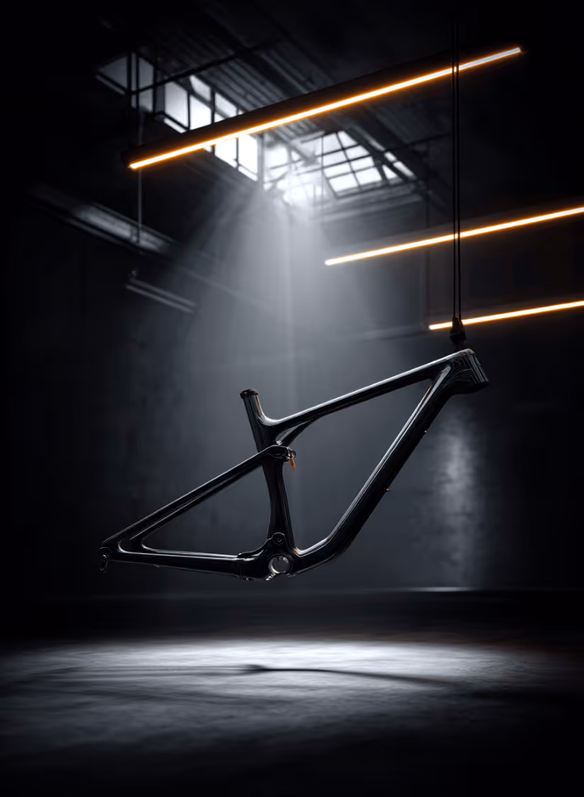 Whistle Bikes monocoque carbon frame showcasing precision engineering, innovative design and high-performance technology