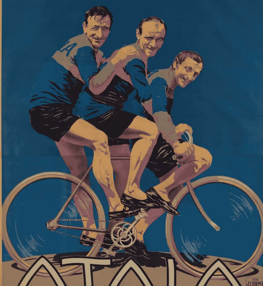Whistle Bikes vintage poster showcasing pioneering Italian road bike design and innovation.
