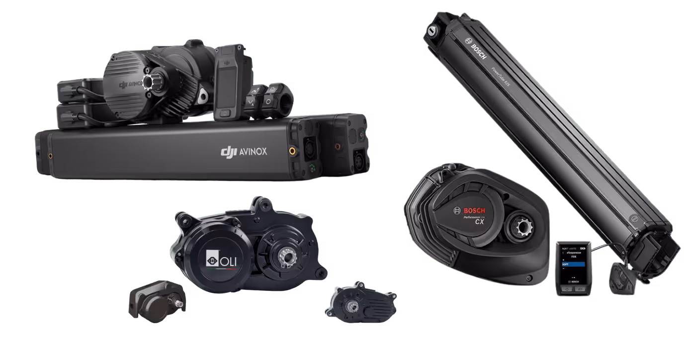Whistle Bikes smart-power e-bike drive units with Bosch Performance CX, DJI Avinox and Oli Edge battery technology