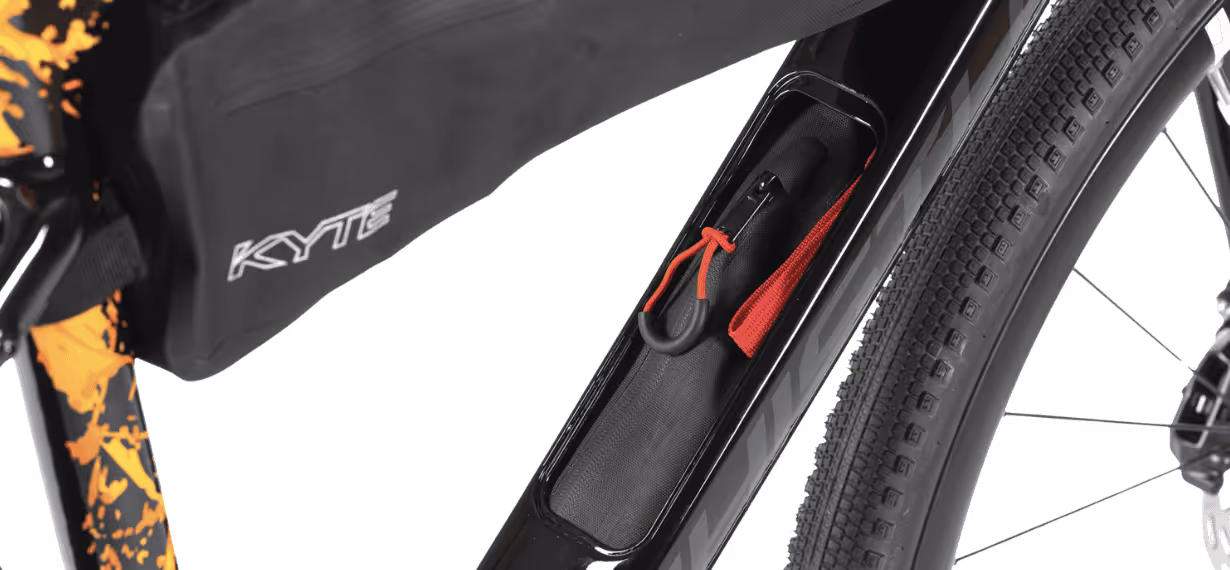 Whistle Bikes Kiowa gravel bike with integrated down-tube storage box, innovative design, precision engineering and off-road performance