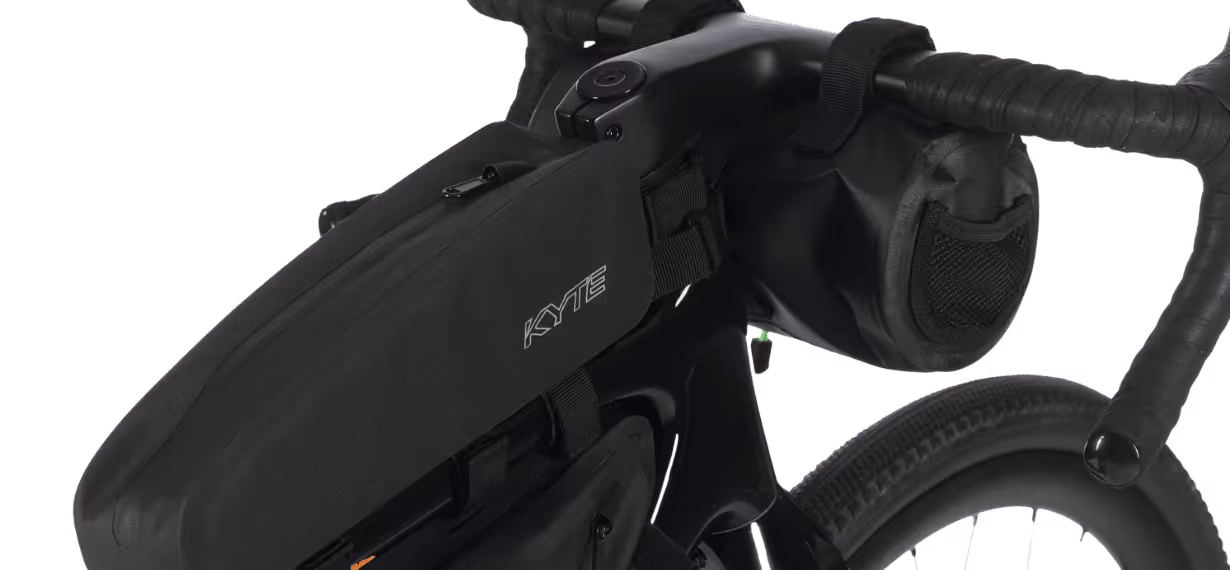 Whistle Bikes Kiowa gravel bike with integrated KYTE handlebar bag, innovative design, precision engineering and performance versatility