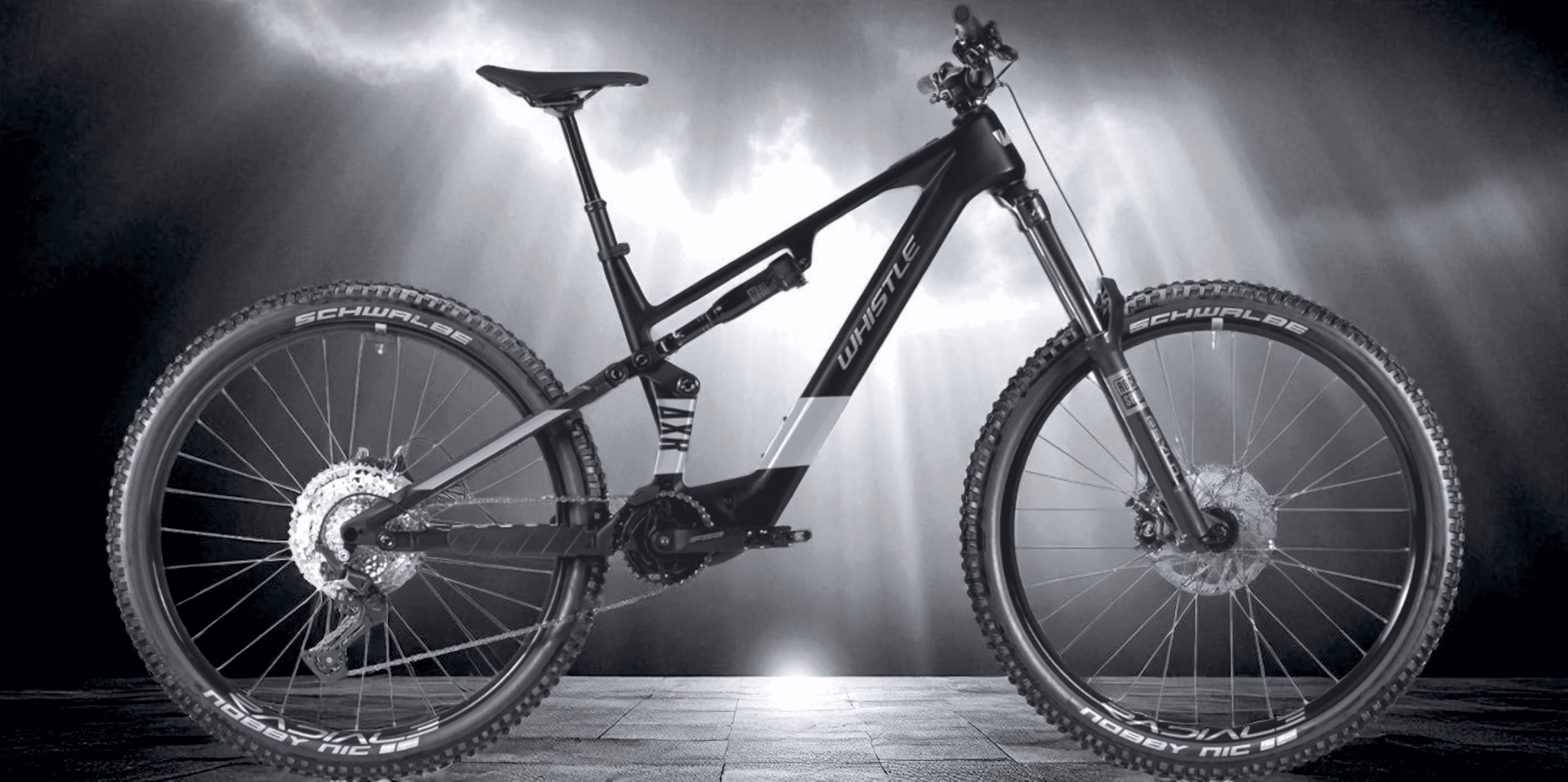 Whistle Bikes AXR CA5.6 full-carbon Toray T700 e-MTB mountain bike optimized for performance, precision engineering, innovative technology and race-ready design
