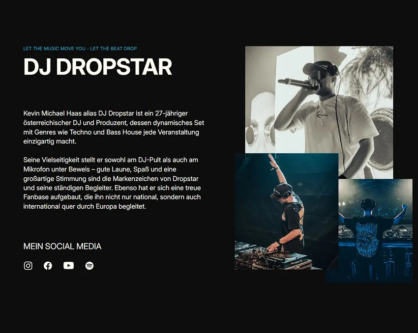 Screenshot vom Dropstar Portfolio