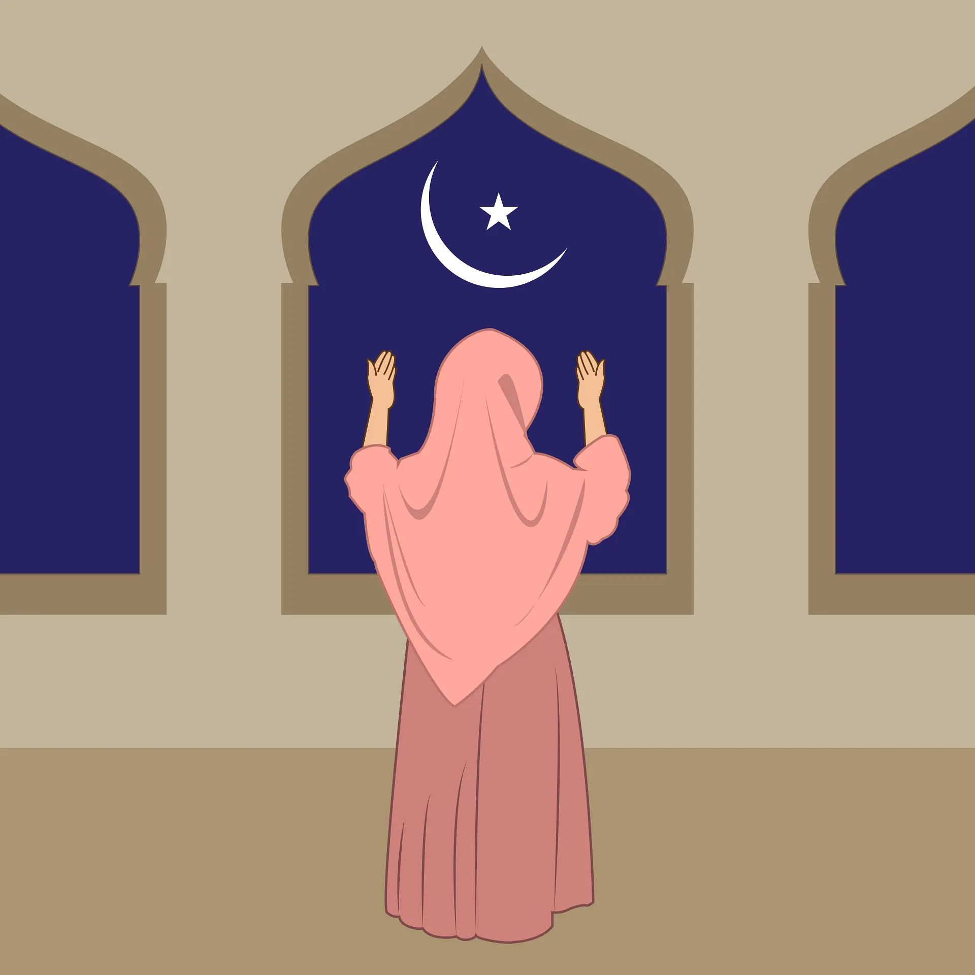 Tawakkul in Allah Blog Image: Woman in a prayer gown with hands raised in dua