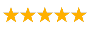 Five gold stars representing a five-star rating.