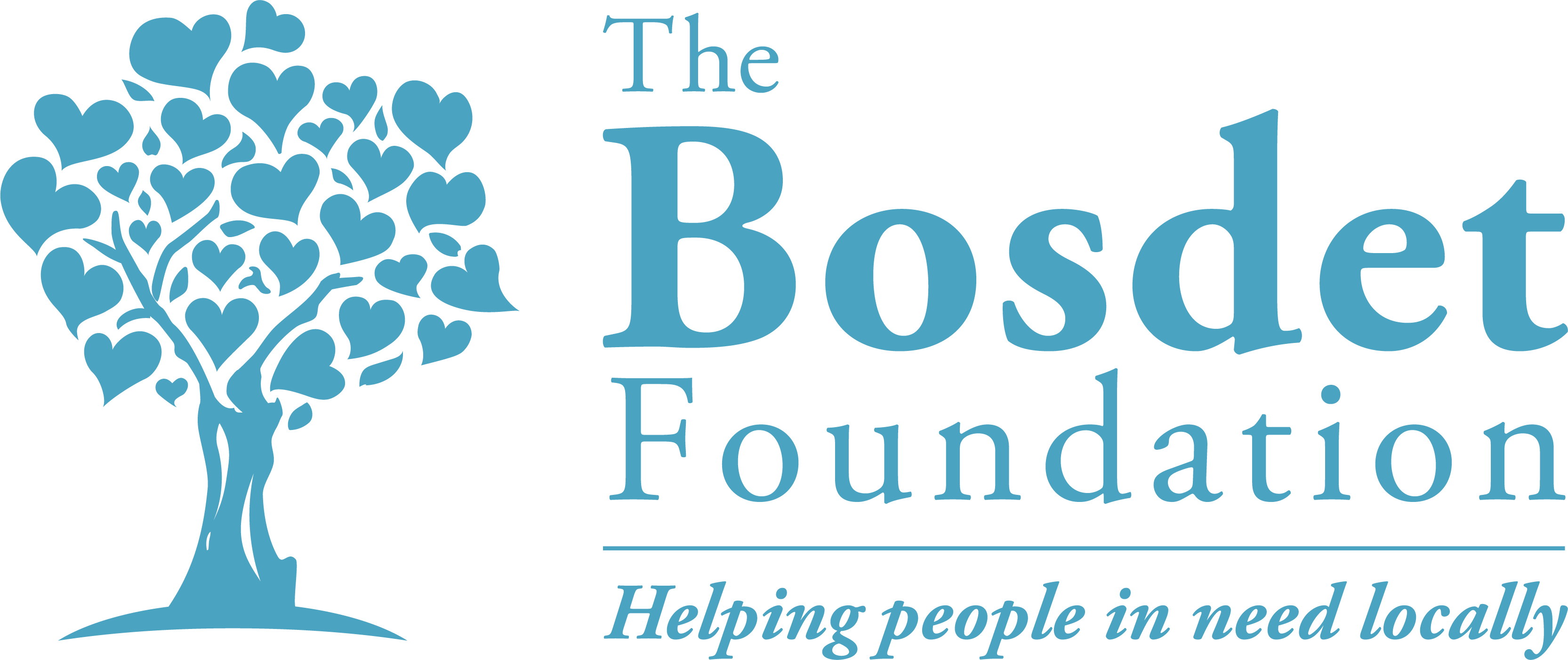 Bosdet Foundation logo with tree of blue hearts, helping people locally