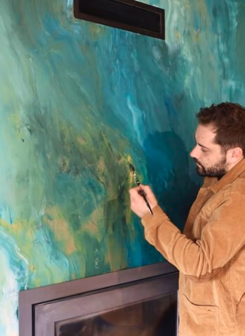 Peinture murale imitation matière trompe l'oeil