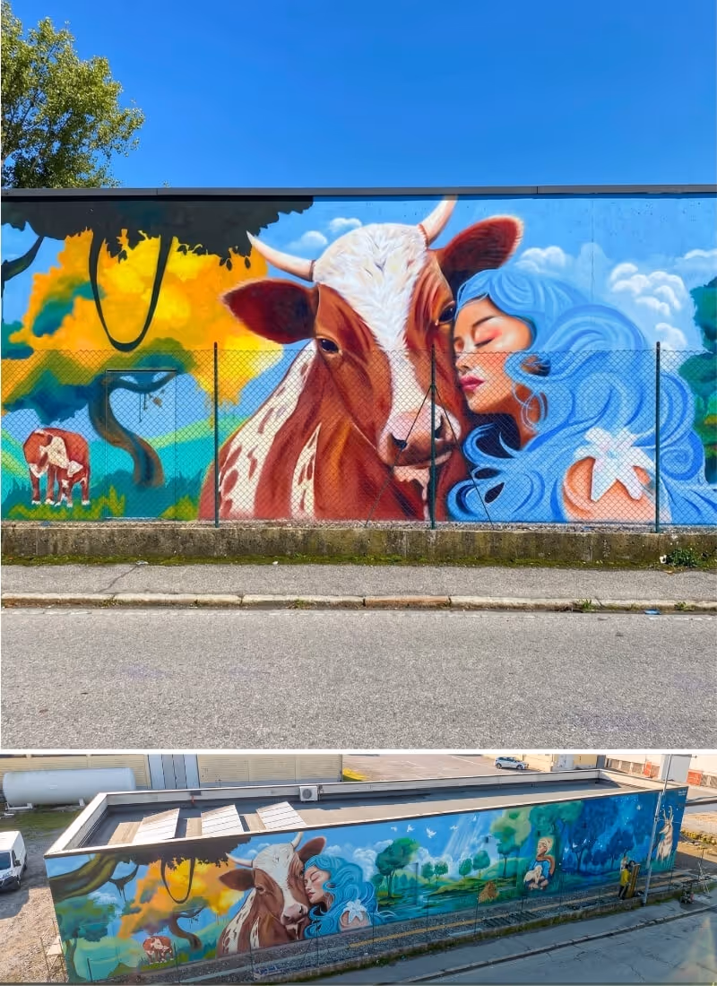 Fresque murale monumentale pour agriculteurs par muraliste professionnel