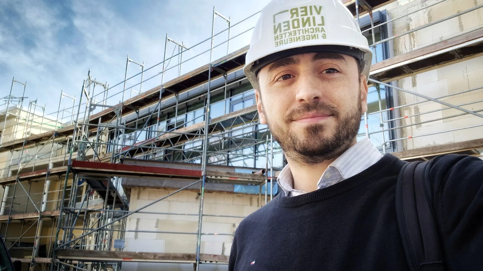 maher daboul on construction site 
ماهر دعبول في موقع البناء