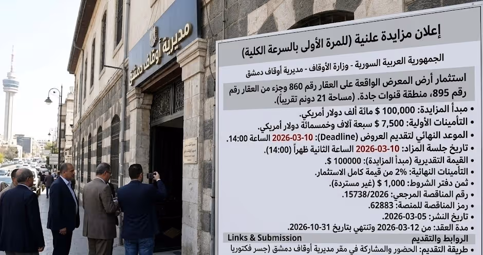 Investment of the exhibition land located on property No. 860 and part of property No. 895, Qanawat Jada area (Area of approximately 21 dunums).