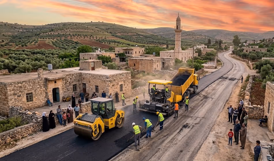 Implementation of a paving and asphalting project within the Al-Barqiyah town sector