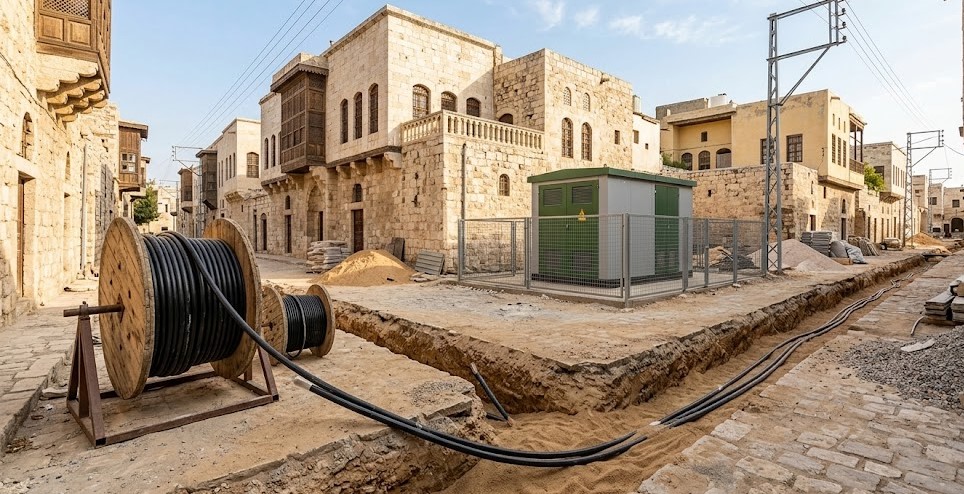 تنفيذ الاعمال المدنية والكهربائية اللازمة لمد كابلات توتر متوسط 20 ك.ف بين مركز تحويل غرناطة 15 ومركز تحويل الفران