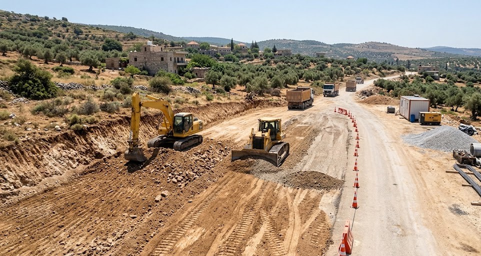 مناقصة شق طريق النميلي لبلدية ضهر مطرو في طرطوس