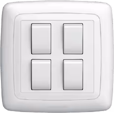 Bahra classic 4-gang switch in white 7x7 format