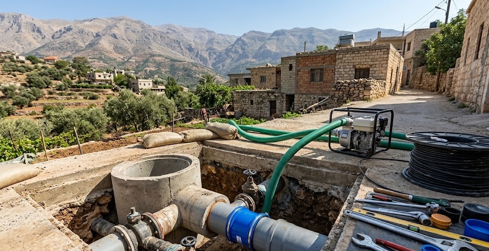 Sewage Connection Maintenance by Dirmuqrin Municipality, Rif Dimashq