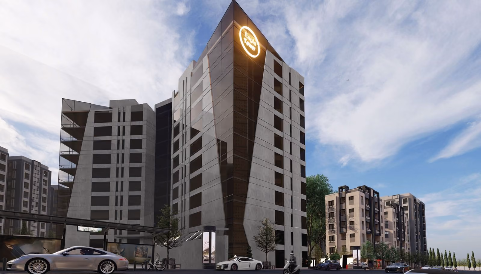 Rendering of Eagle Tower residential building in the Al-Malki district of Damascus
