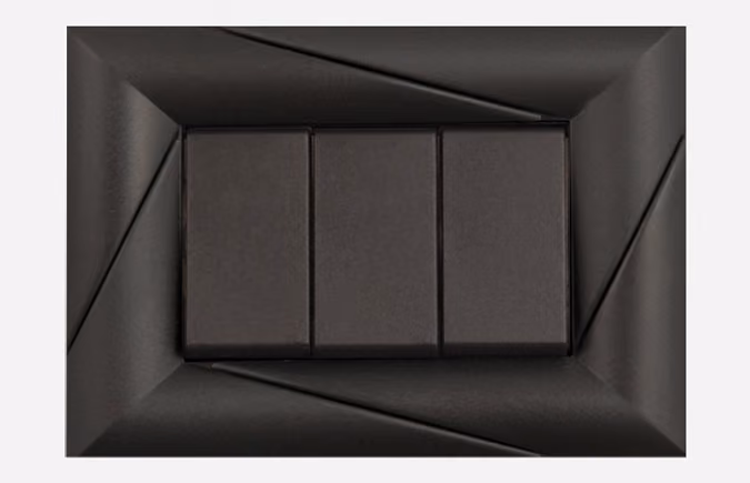 Nour 500B Shark front cover plate 3 module black by Nour Electrical Industries